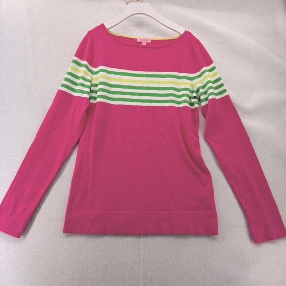 Women’s Lilly Pulitzer Cotton Stretch Pull-over Crewneck Sweater Pink size Large - Picture 1 of 5